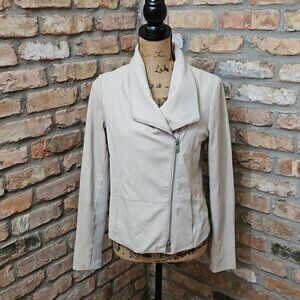 Vince light gray Goat leather & knit moto jacket size Medium